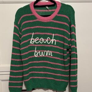 Wishlist Green and Pink Striped Sweater- worn once